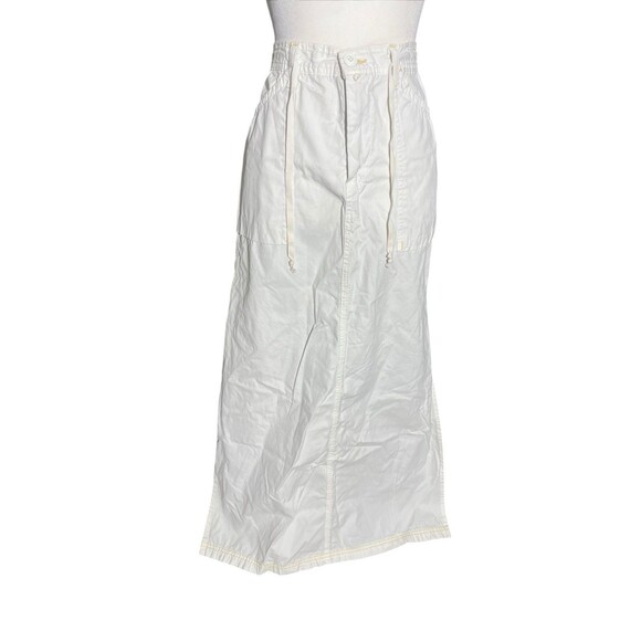 VTG Y2K Lucky Brand 100% COTTON Cargo Long Skirt Sz 12/31 Ivory Long Side Slit - Picture 8 of 16